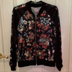 Satin Floral Bomber Jacket size medium
